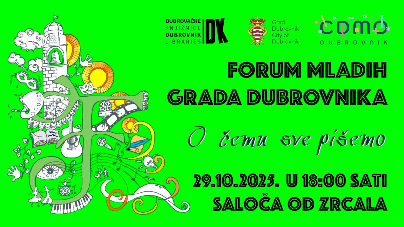 Forum mladih Grada Dubrovnika poziva učenike na literarnu manifestaciju “O čemu sve pišemo”
