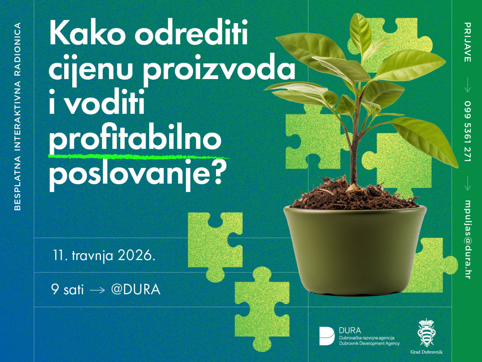 Kako pravilno odrediti cijenu i ostvariti profit? DURA organizira radionicu za poduzetnike
